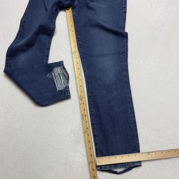 Frame Le High Straight Jeans Women's Size 30 Distressed Hem Stretch Blue Denim - Picture 5 of 12